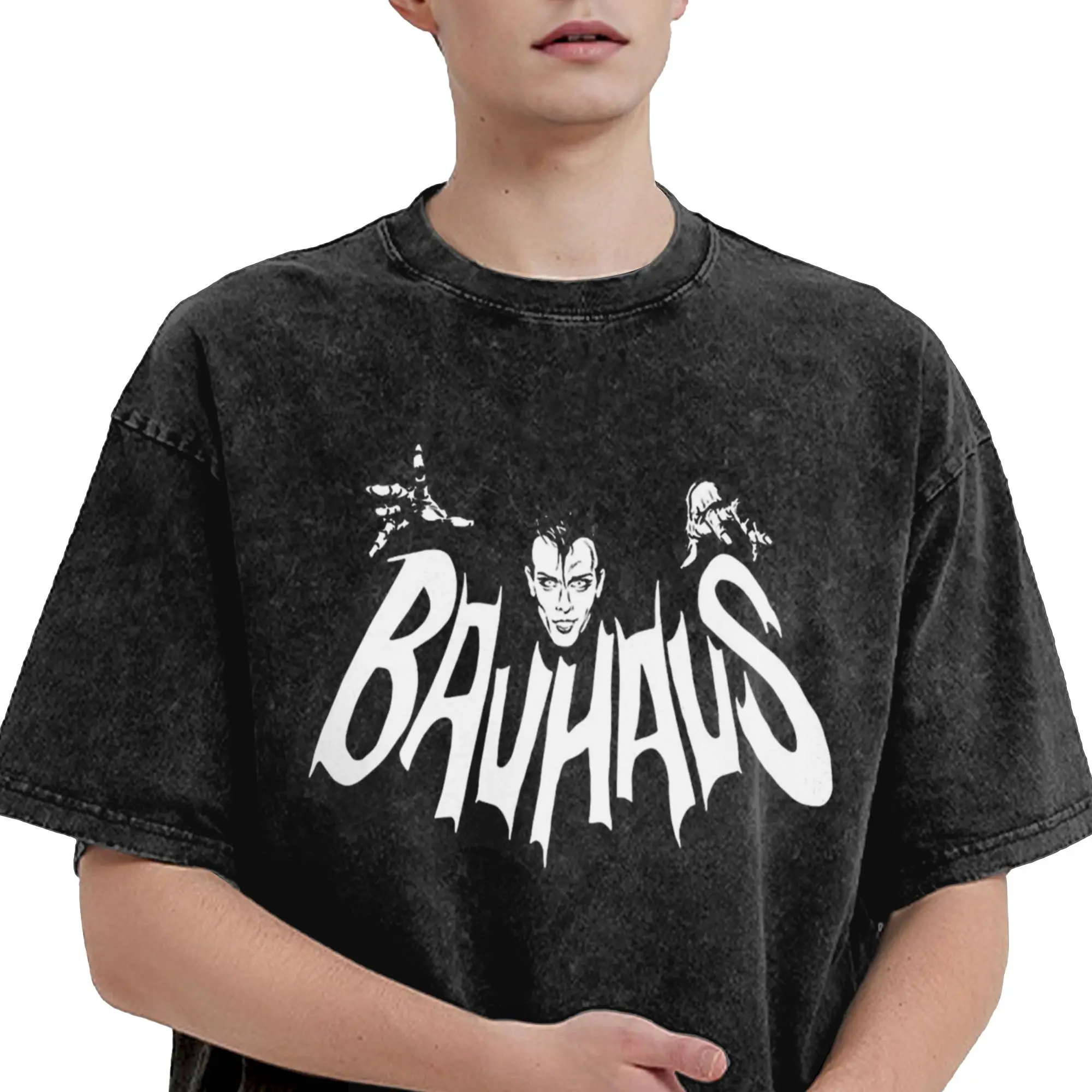 زوجين تي شيرت باوهاوس الخفافيش شعار غسلها تي شيرت الهبي الصيف تيز الشارع الشهير طباعة الملابس القطنية هدية فكرة