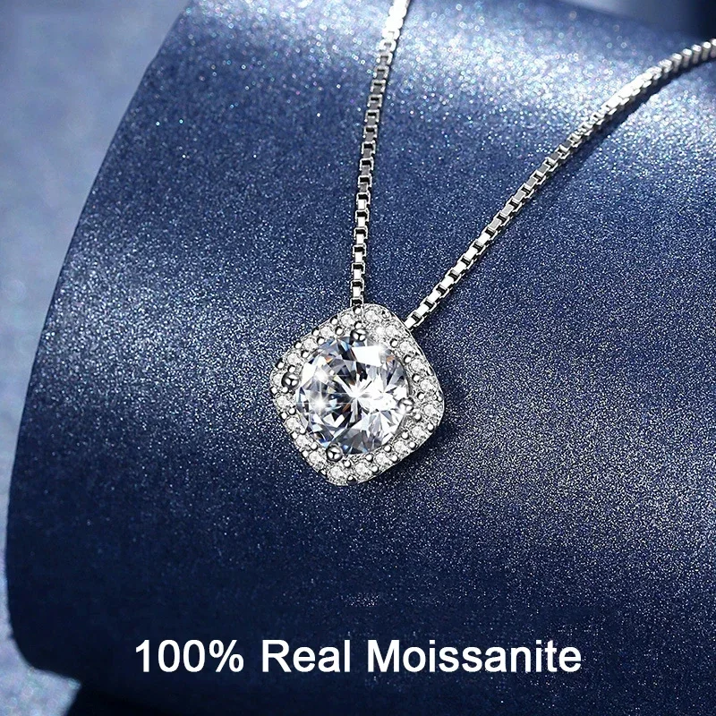 D document-Collier Moissanite cultivée en laboratoire pour femme, platine PT950, diamant délicat, bijoux, cadeau de mariage