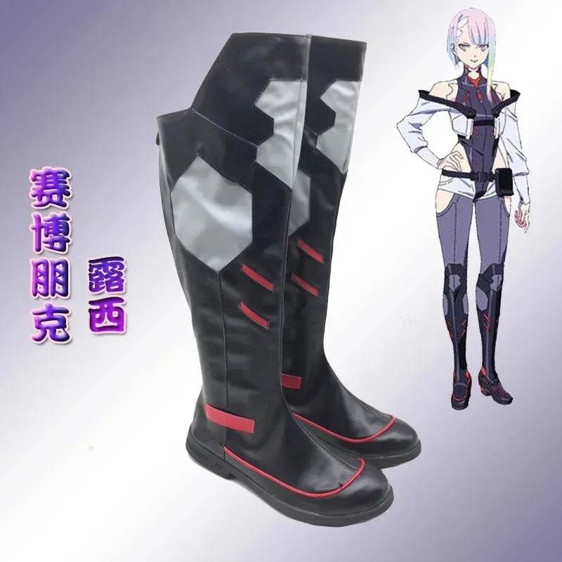 zz04zz12Anime لوسي Cyberpunk: Edgerunners PU أحذية من الجلد أحذية كرنفال الهالوين تأثيري الدعائم مخصص