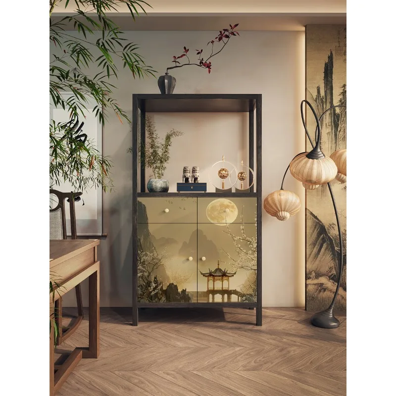 

Solid wood Bogu rack, tea room, locker, shelf, living room retro decorative storage cabinet, household porch cabinet