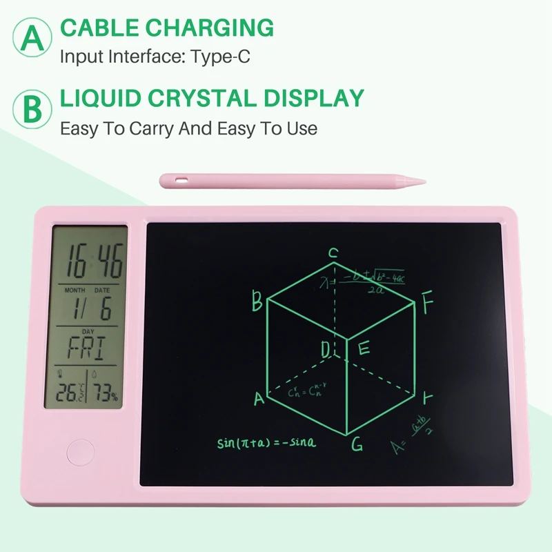 New Multifunctional Electronic Desk Calendar LCD Handwriting Board With Alarm Clock Humidity Temperature LCD Message Board