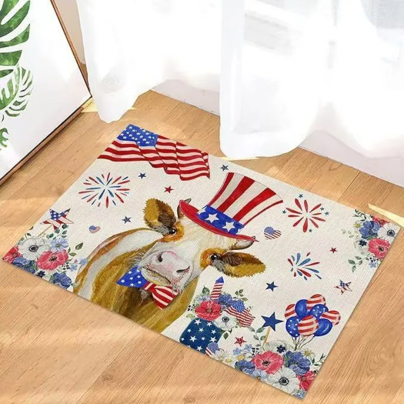 VIKAMA American Independence Day Decorative Carpet Bathroom Non-Slip Mat To Enter The Home Resistant Easy To Handle Door Mat