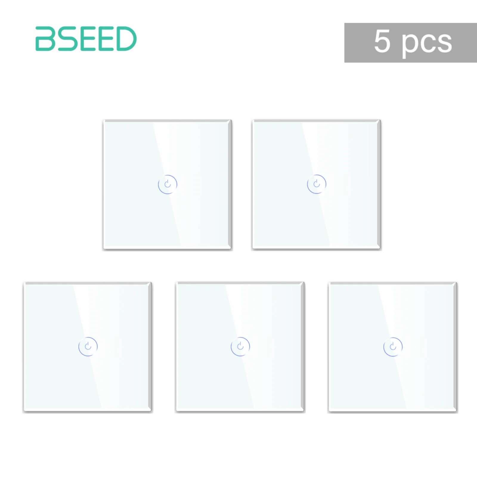 BSEED WIFI Smart Light Switch Tuya Smart Life 1/2/3 Gang APP Multi-Control Trap Schakelaar Met Neutraal Blauw Achtergrondverlichting Glazen Paneel