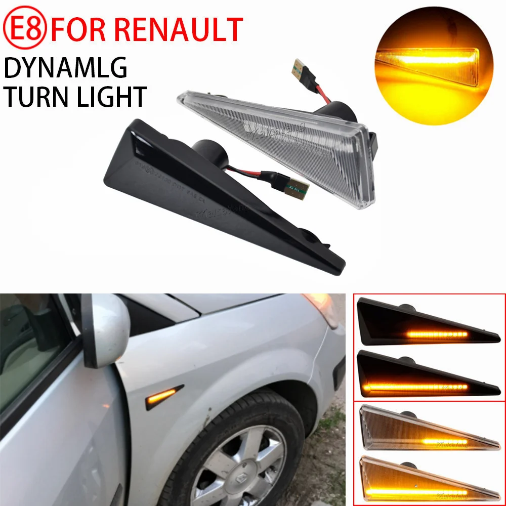 Luz Led de intermitente lateral dinámica, 2 piezas, para Renault Megane MK2 CC Espace MK4 Scenic MK2 Wind Avantime Thalia 2