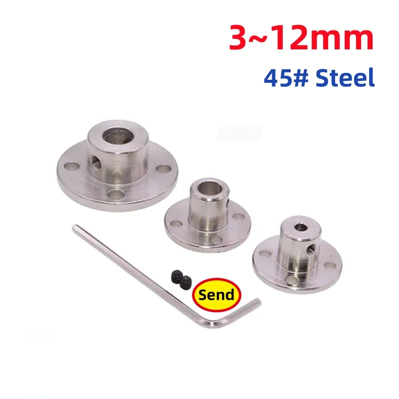 3~12mm 45# Steel Rigid Flange Coupling Guide Shaft Bracket Coupler Motor Metal Connector Shaft Axis Bearing Fittings