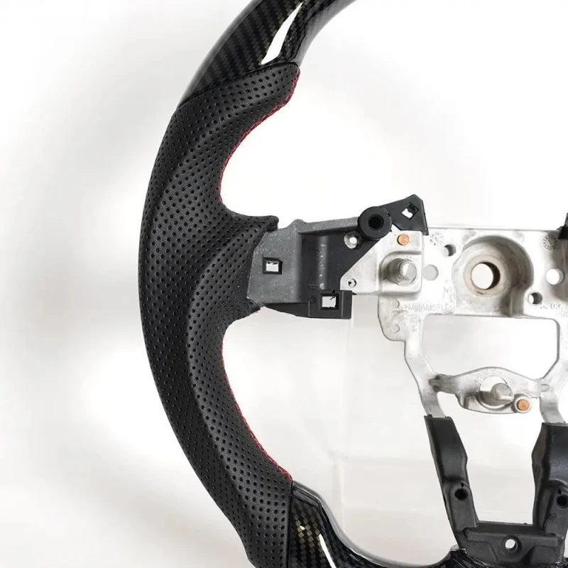 MX-5 Miata 2016-2023 Carbon Fiber Leather Sports Flat Bottom Steering Wheel 3 Spokes 35mm/40mm Grip Sizes Black