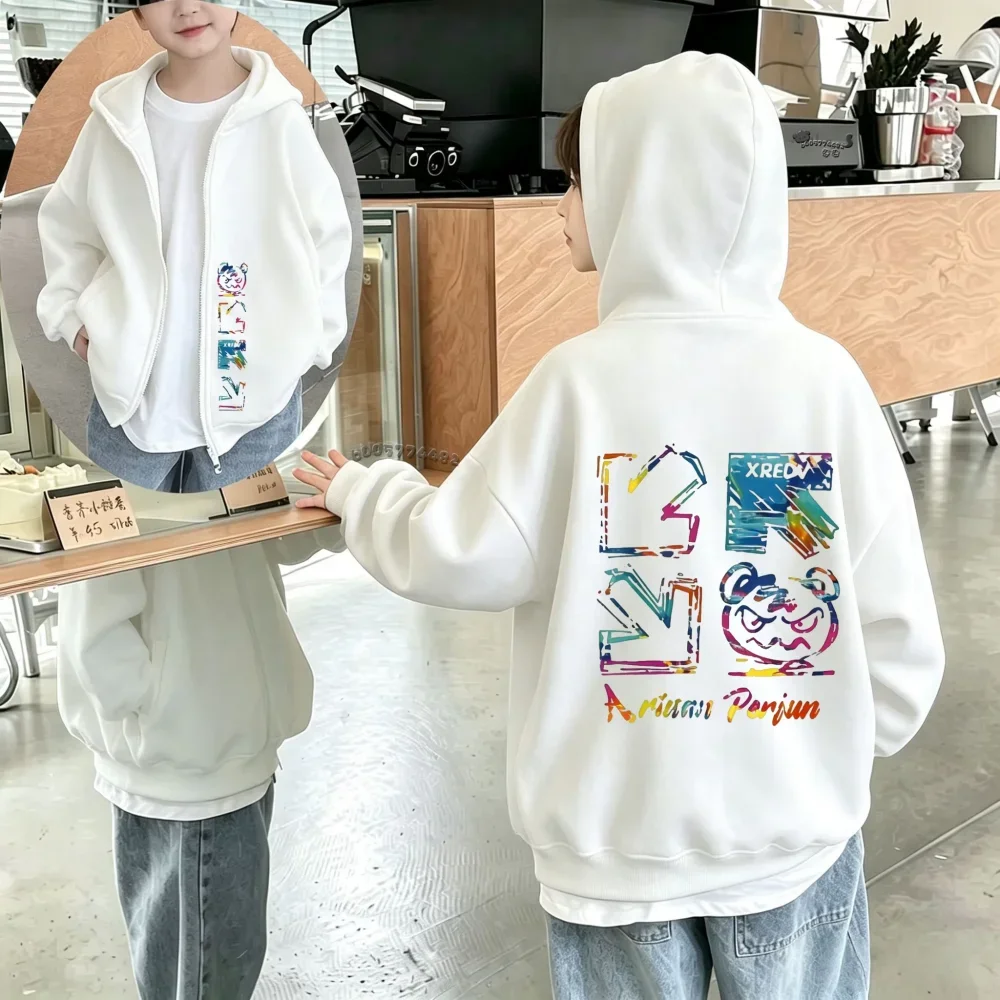 New children's zip-up hoodie for autumn and winter, featuring a colorful graffiti pattern—a great gift for boys and girls.