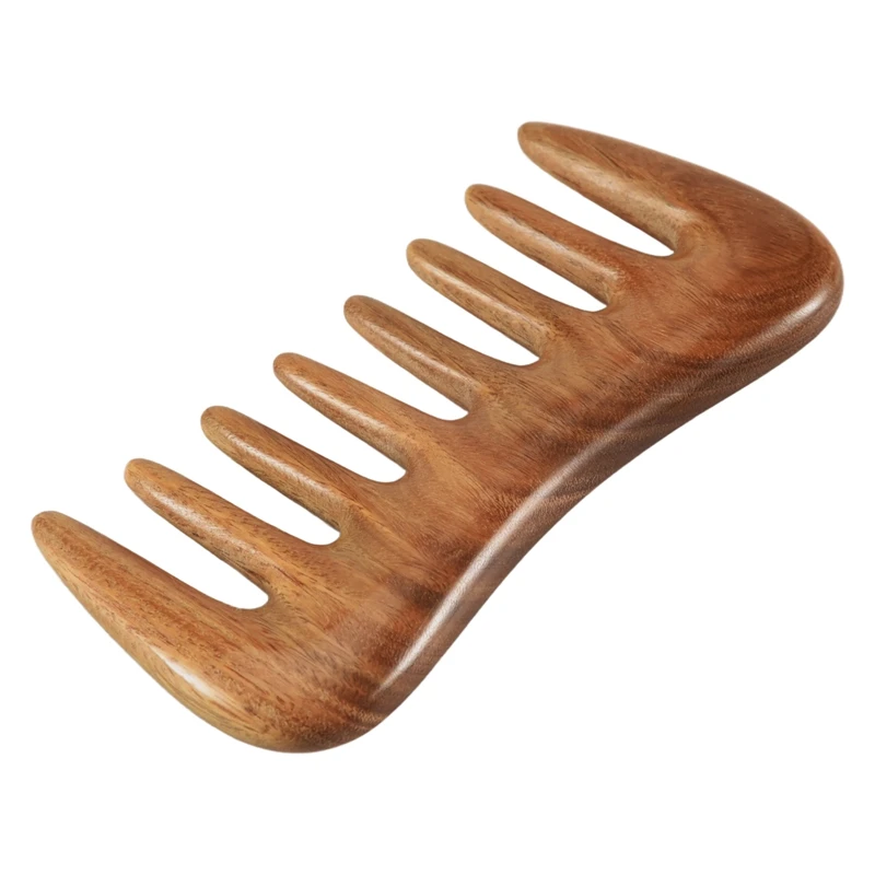 Wide Tooth Hair Comb - Natural Wood Comb for Curly Hair - No Static Sandalwood Hair Pick Wooden Comb for Detangling