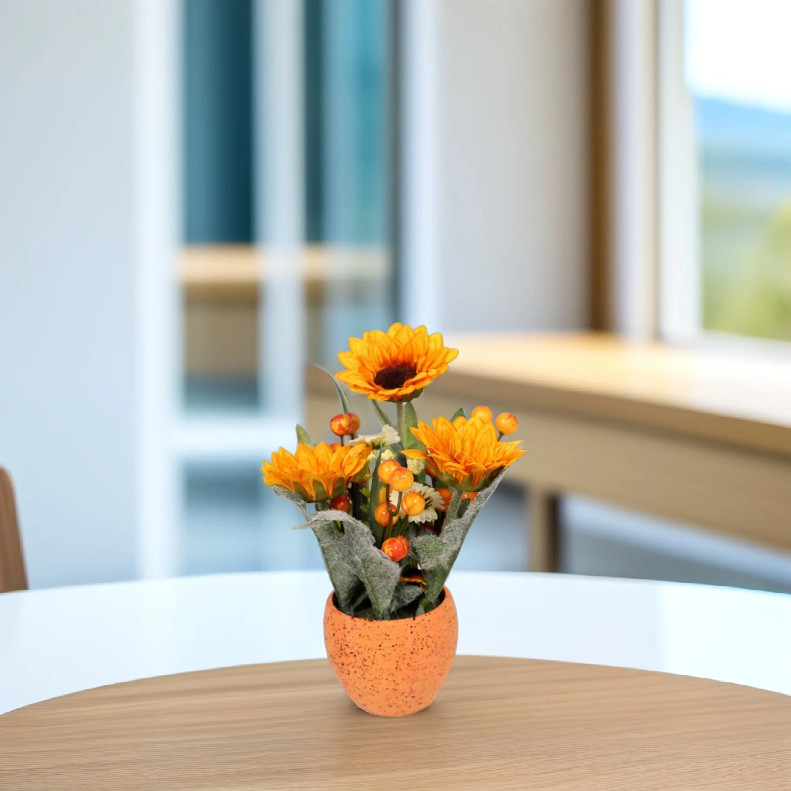 

Artificial Sunflower Bonsai Silk Flower Home Decor Thanksgiving Holiday Craft nament Bedroom Living Room School Hotel Party DIY
