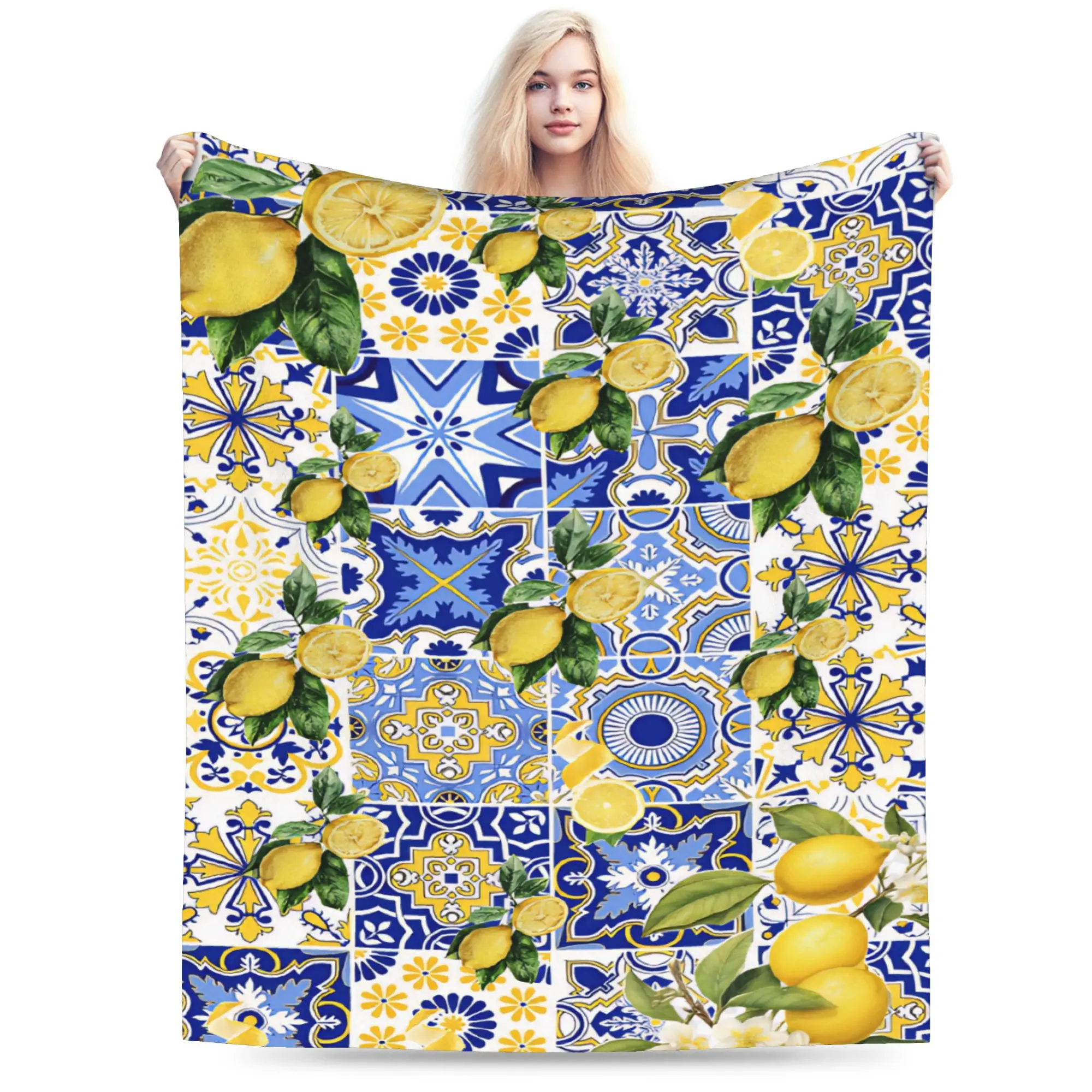 Relax Lemon Sicily Rectangle Blanket Stuff Home Decorative  Throws And Blankets Lightweight Fleece for Couch