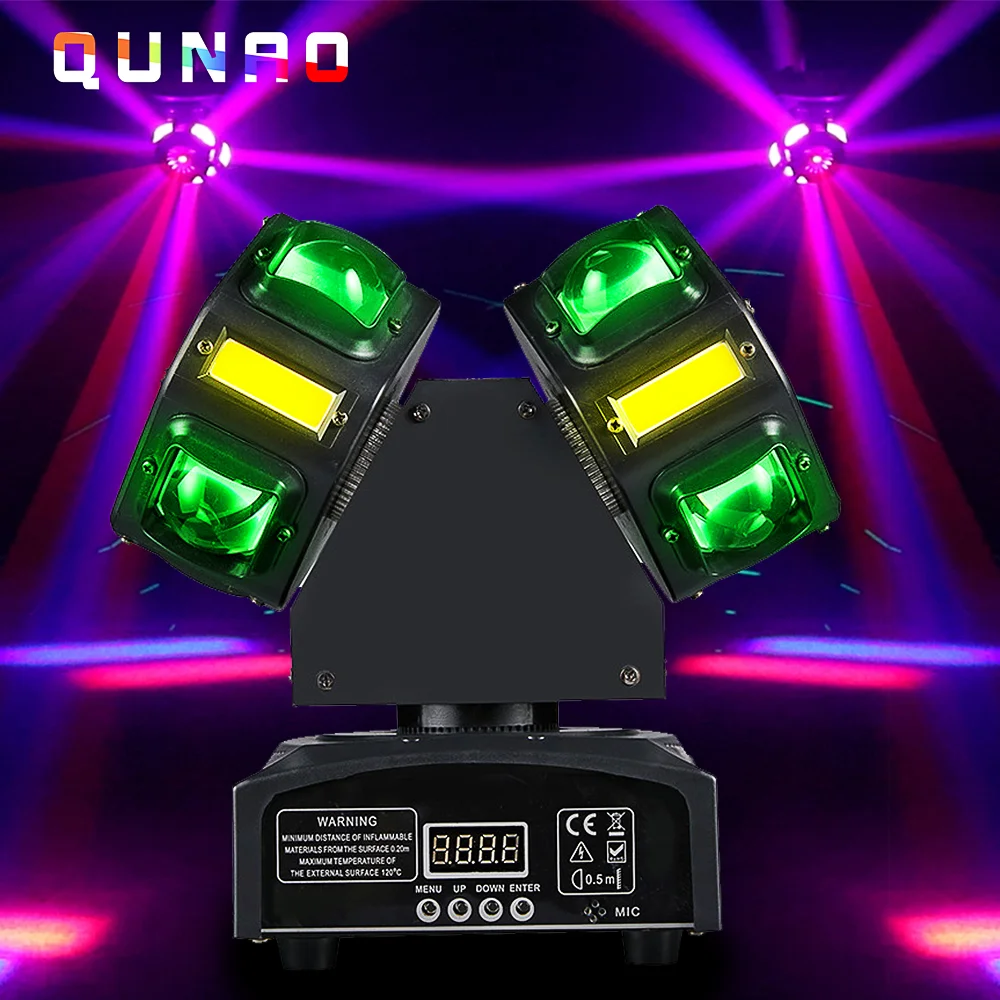 New Arrival RGBW Disco Moving Head Beam Light Dmx512 Wedding Holiday Stage Effects Lighting Voice Dj Club 2 Arms Rotating Device