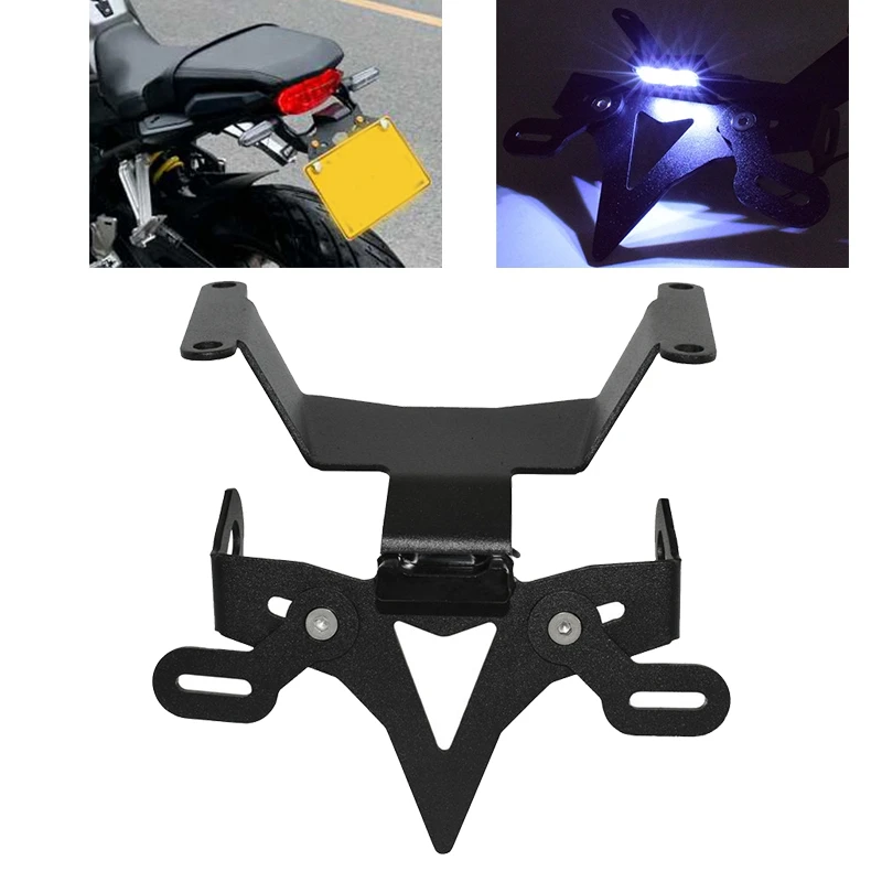 

Motorcycle License Plate Bracket Holder Mount LED Light For For Honda CB650R CBR650R 2019-2020