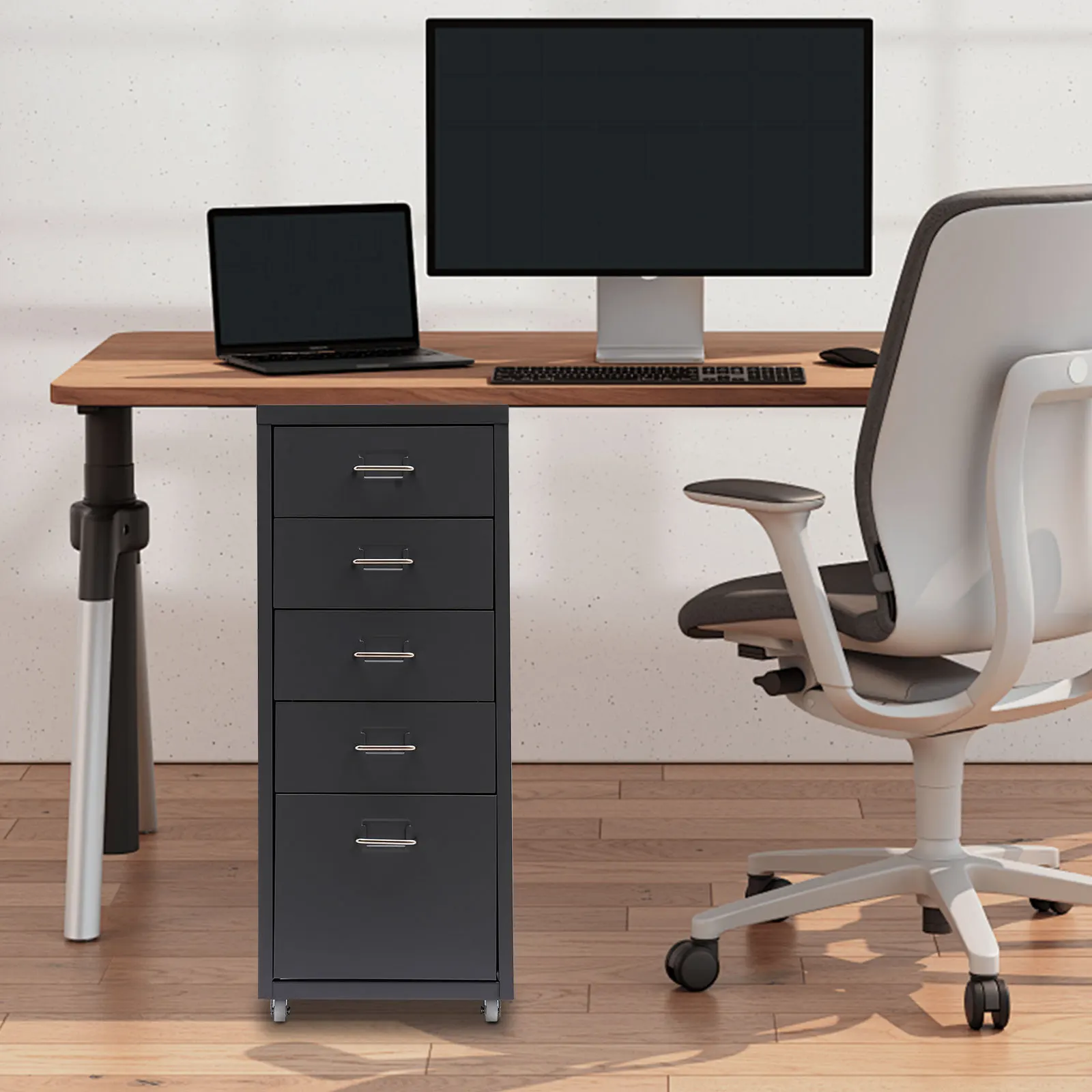 

Modern 5-Drawer Cabinet Metal Rolling File Cabinet Under Desk Metal Locker Cabinet Mobile for Home