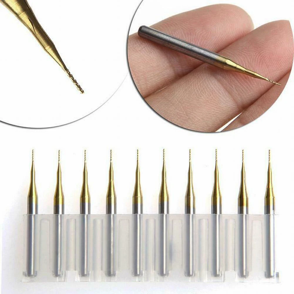 10Pcs Coat Carbide Milling Cutter 3.175x0.5mm End Mill Engraving Bits CNC Cutters Set Plating CNC Metalworking