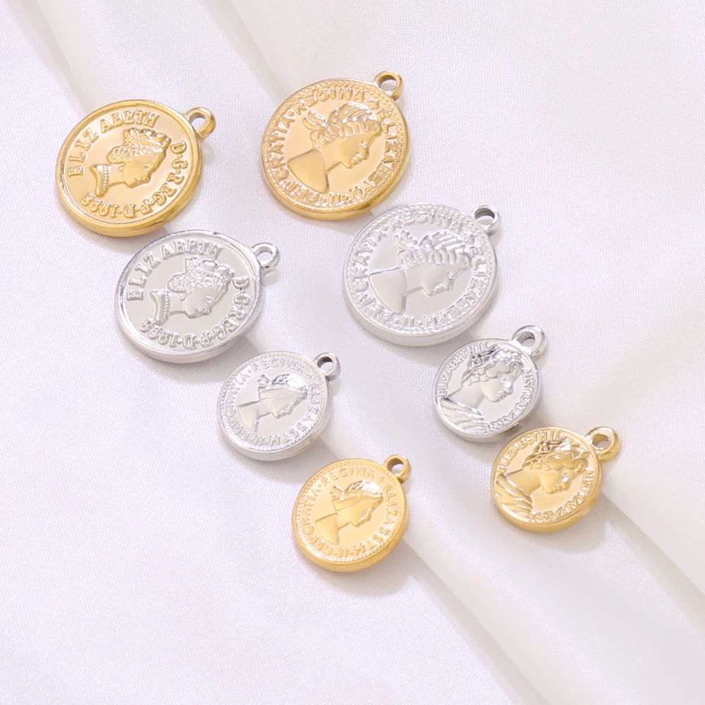 3Pcs Stainless Steel Coin Portrait Pendant Charms for DIY Jewelry Making Accessories DIY Handmade Bracelets Necklace Findings