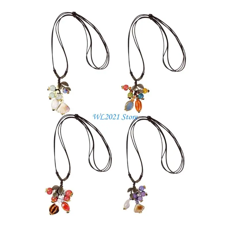 

G5GC Artistics Ceramic Leaf Necklace Textured Pendant On Adjustable Chain Portable Jewelry Statement Pieces for Trendy Women