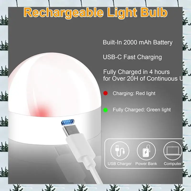 ABLG 4X Rechargeable Battery Operated Light Bulbs, 300LM E26 Screw In Light Bulb For Lamps With Remote Control Dimmable&Timer