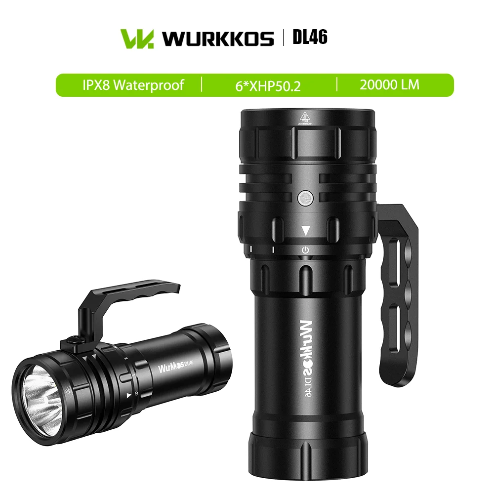 

Мощный подводный фонарь Wurkkos DL46, 20000 лм, дальность 608 м, IPX8, перезаряжаемый, с обратной зарядкой, для подводных исследований