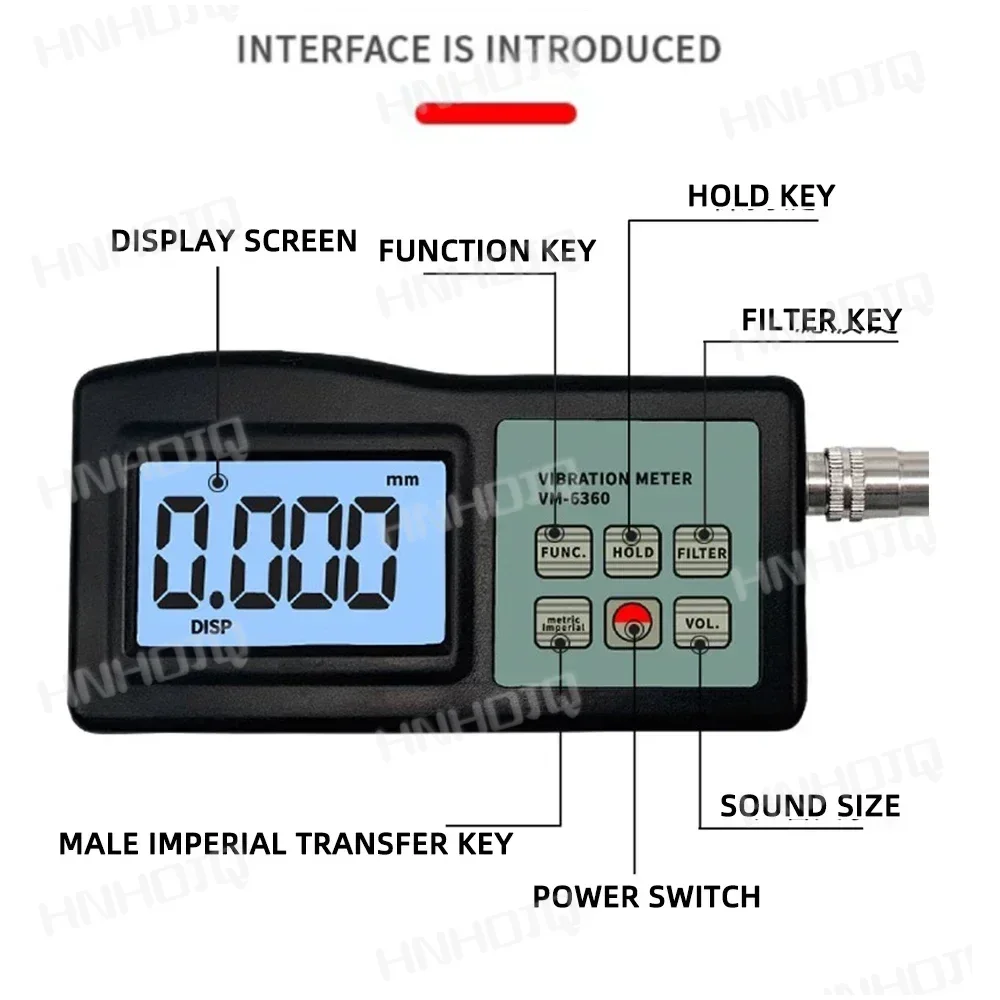 VM-6360 digital vibration instrument motor failure Vibration analyzer 10Hz~10KHz 0.01mm/s~ 400mm /s Vibration detector