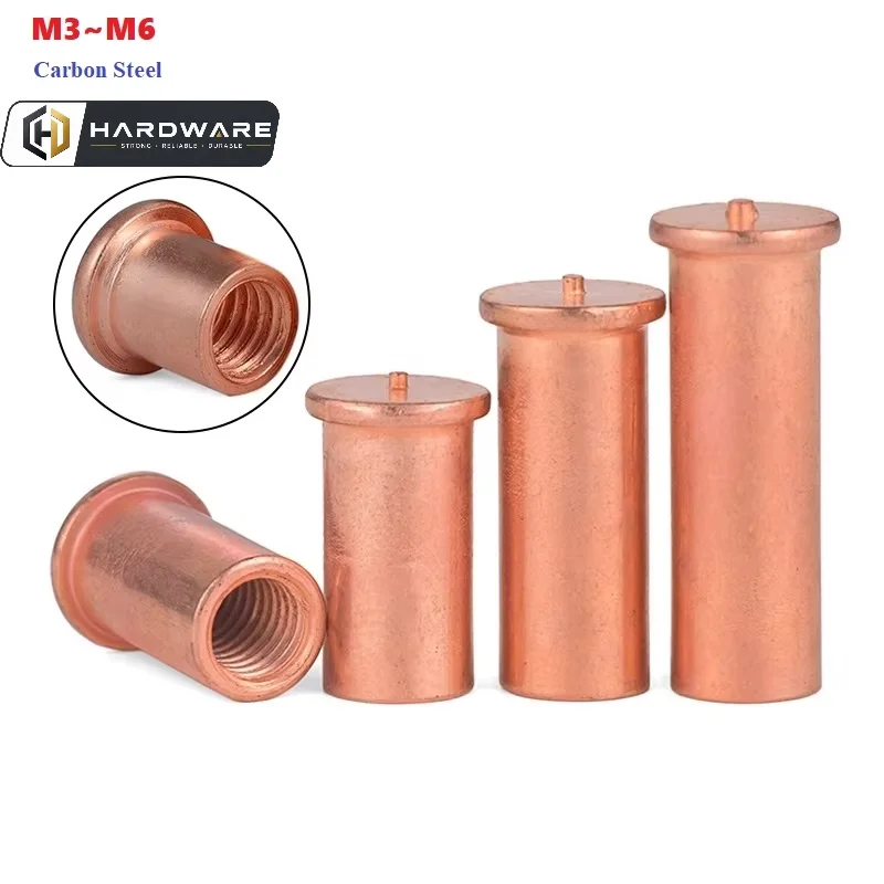 M3 M4 M5 M6*l Copper Plated Welding Stud Standoff Screws Soldering Pin Pcb Led Smt Thread Connector Copper Stud Welding Screw