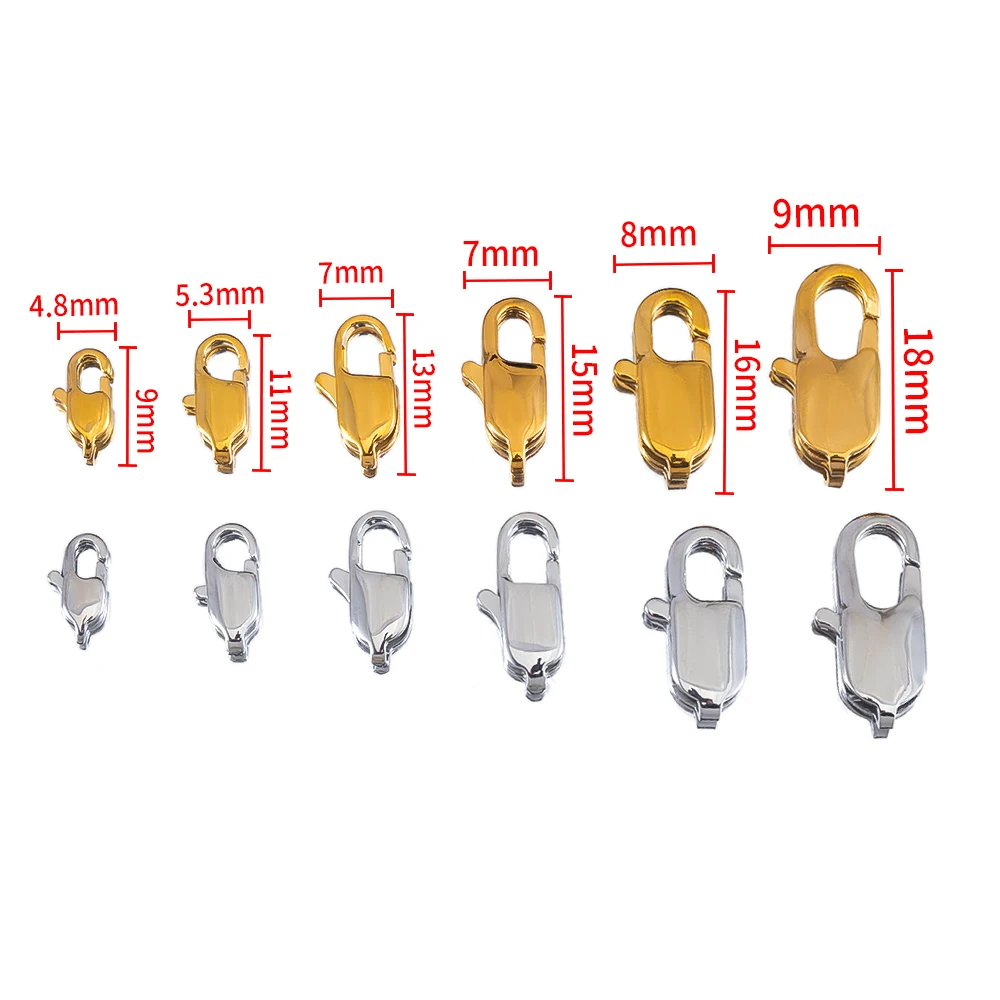 10 ชิ้น/ล็อตสแตนเลสสตีลสแควร์ Clasps กุ้งก้ามกรามพอดีสร้อยข้อมือเครื่องประดับ DIY ทํา Clasp Hooks อุปกรณ์เสริม