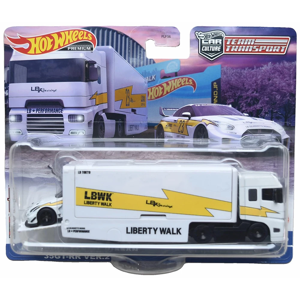 

Hot Wheels Team Transport Liberty Walk LB-Silhouette GT Nissan 35GT-RR VER.2 Flip Slider Hauler Toys for Children Toy Car