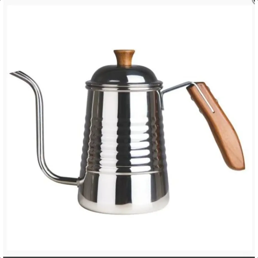 

Чайник из нержавеющей стали с гибкой шеей и деревянной ручкой, 700 мл, 24 унции, чайник для кофе и чая, прецизионный носик для расхода воды Cont