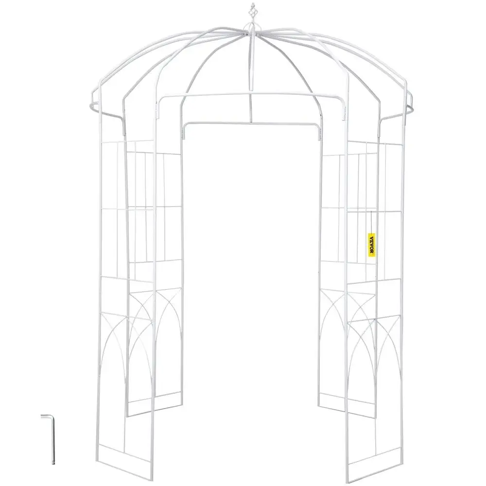 

Birdcage Shape Garden Arbor, 9' High x 6.6' Wide, Heavy Duty Wrought Iron Arbor, Wedding Arch Trellis for climbing Vines in