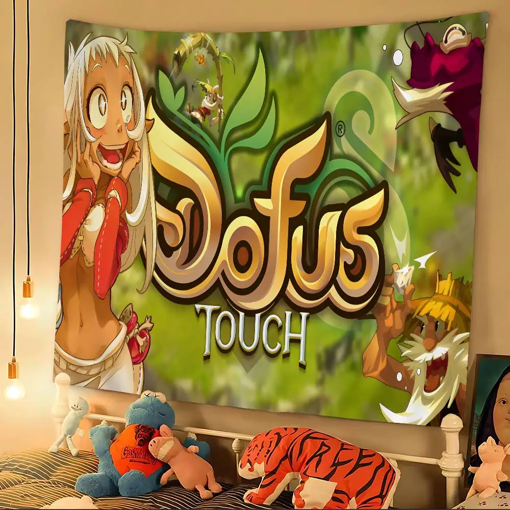 Tapiz de dibujos animados D-DOFUS GAME, tapices de pared bohemios, mantas colgantes de pared con mandala