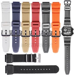 18mm Watch Accessories Nylon Leather Strap For Casio AQ-S810W MRW-200H SGW-400H W-800H AE-1000W W215 Band  Resin Rubber Bracelet