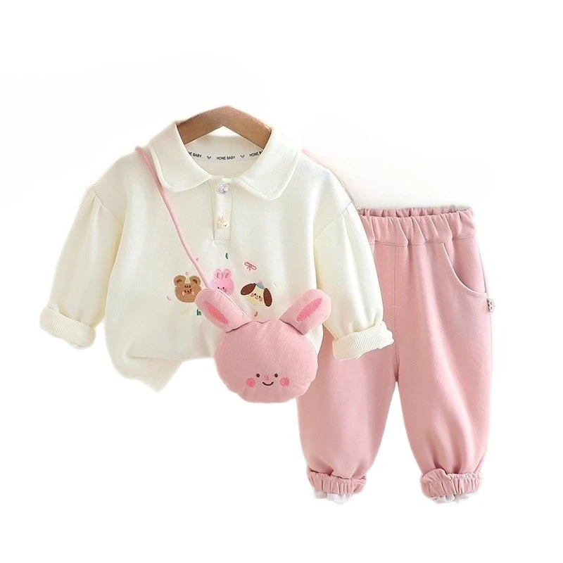

New Spring Autumn Baby Clothes Children Girls Cute Long Sleeved T-Shirt Pants 2Pcs/Sets Infant Cartoon Costume Kids Tracksuits