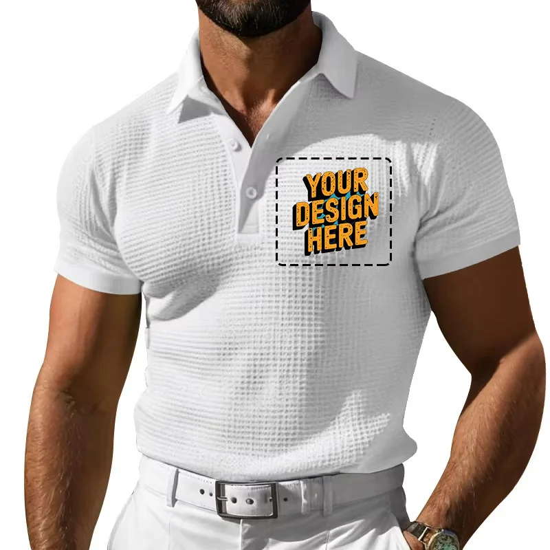 Summer 2025 New Men's Polo Shirt Short-sleeved Button T-shirt Top Free Print Logo Design  Df-88