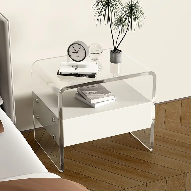 

The new acrylic transparent suspension smart bedside table, Nordic Internet celebrity, simple modern bedside table, storage cabi