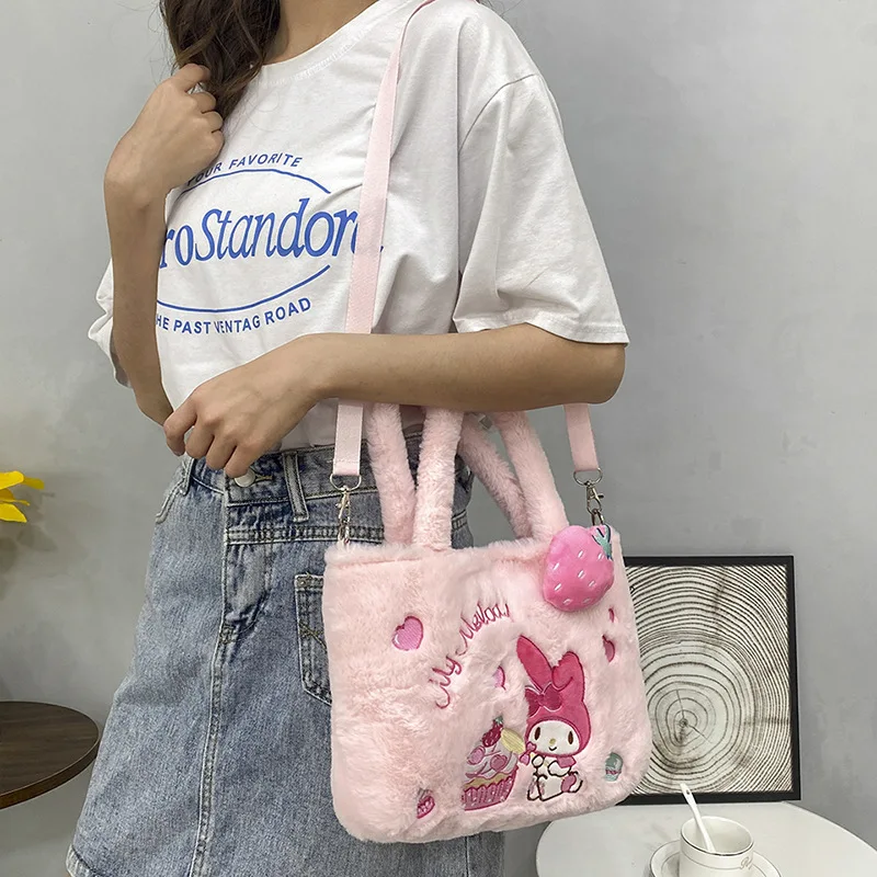 Nowa urocza torebka z kreskówki prosta Sanrio Kulomi Yugui pies torba na ramię Crossbody pluszowa zabawka chwyć dziecko biżuteria prezent