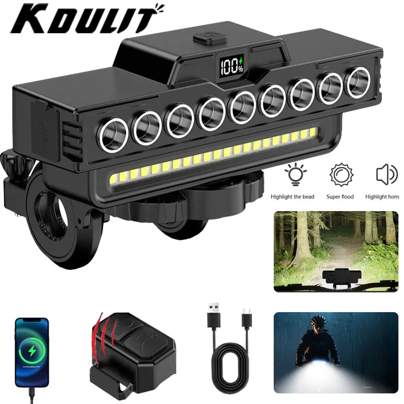 AliExpress NONE USB Rechargeable Bike Front Light With 120dB Cycling Bike Horn Waterproof MTB Bikes Highlight For Night Cycling Easy To Install