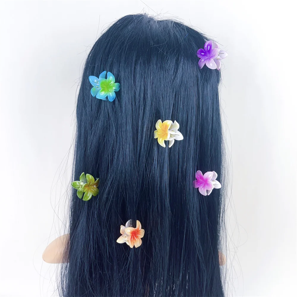 1.2 Inch Small Flower Hair Claw Clips 12PCS Cute Women Girls Mini Hawaiian Flower Tiny Hair Decorations Birthday Gifts