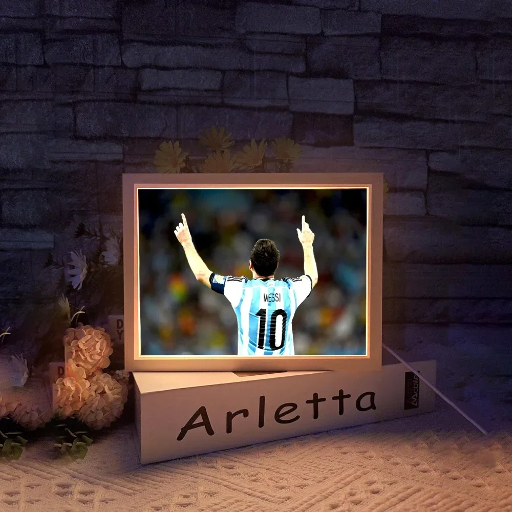 USB Light Painting Football Character Messi Light Moon Lamp Wall Art for Room Decor Home Friends Fan\'s Birthday Christmas Gifts