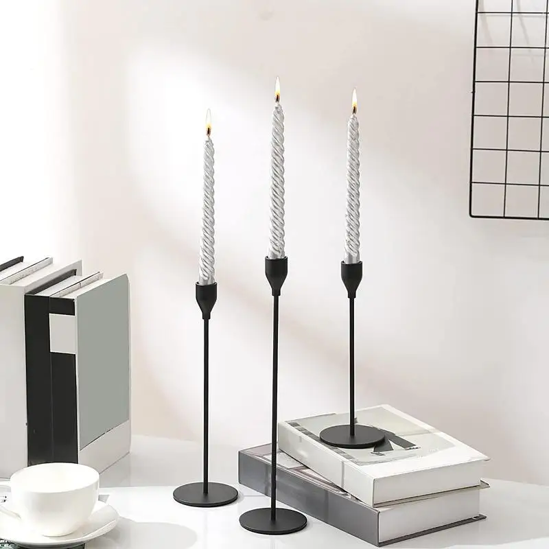 Candle Stick Candle Holder 3 PCS Taper Candle Holder Set Modern Candle Base Holder For Wedding Birthday Banquet Party Bar Decor