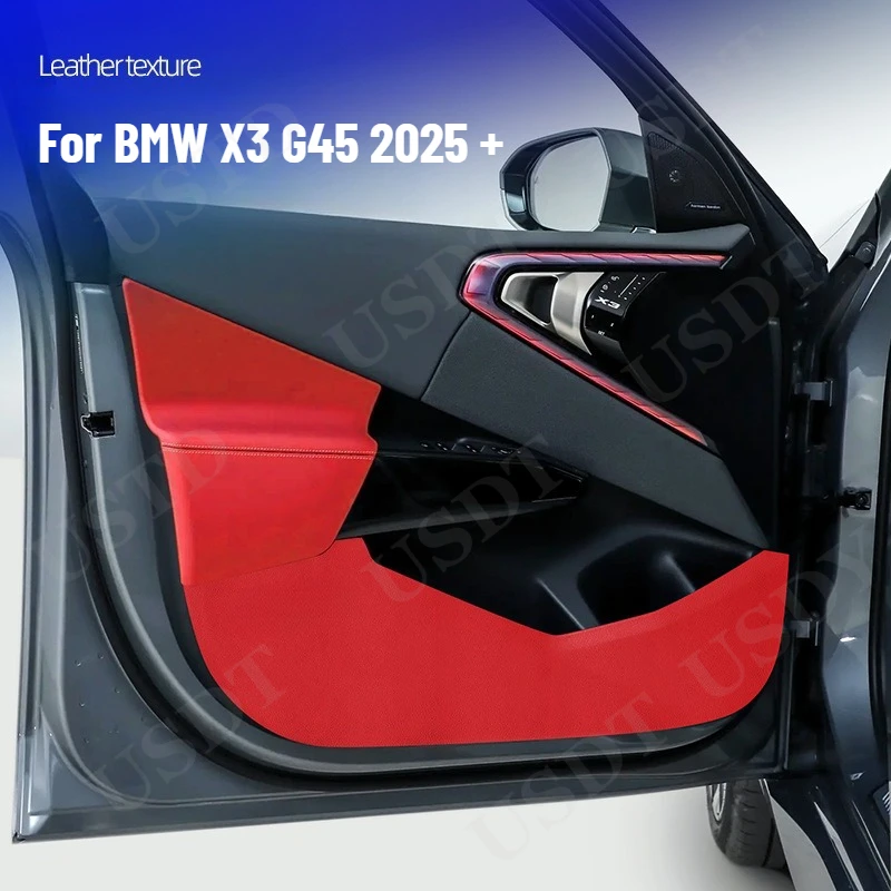 

4Pcs Car Door Anti Kick Protection Pad Panel Fit For BMW X3 G45 2025 + Suede Leather Sticker Doors Anti-Dirty Trim