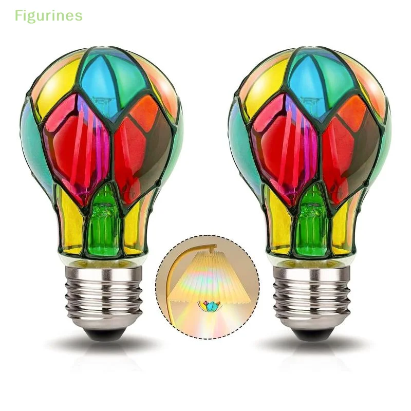 الزجاج الملون ضوء لمبة 4 واط ST64 مصباح ليد لمبة رسمت الزجاج E26 قاعدة فسيفساء ليلة مصباح ديكور المنزل جو احتفالي رومانسي