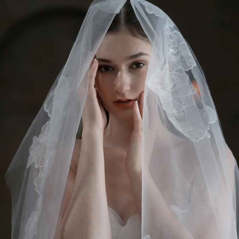 Lace Bridal Veil Vintage Medium Long Veil Without Comb Bridal Veils