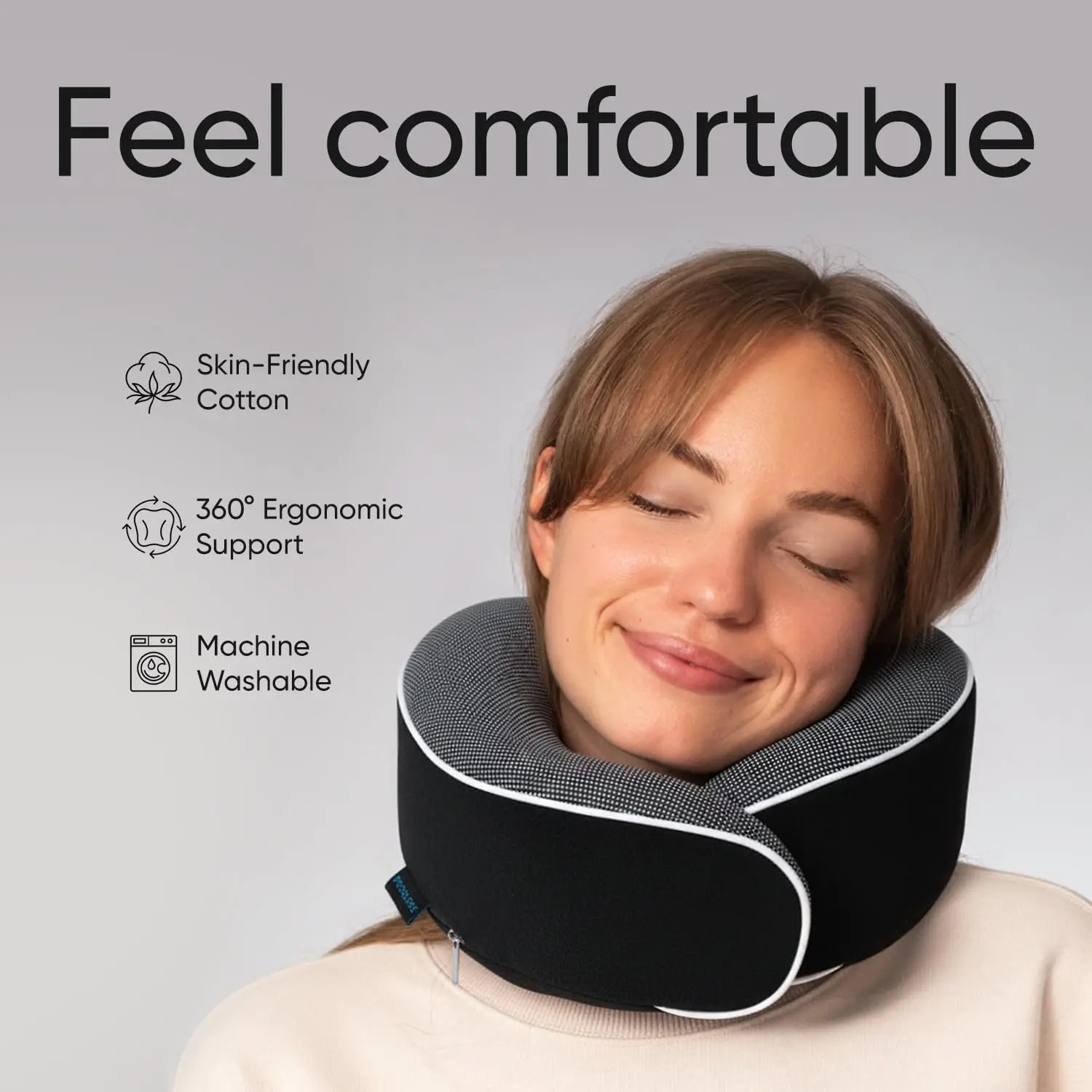 Almohada Ortopédica para el Cuello, Almohadas de Viaje para Aviones, Kit de Espuma Viscoelástica, 360 ° Soporte para la Cabeza, Cojín para el Cuello