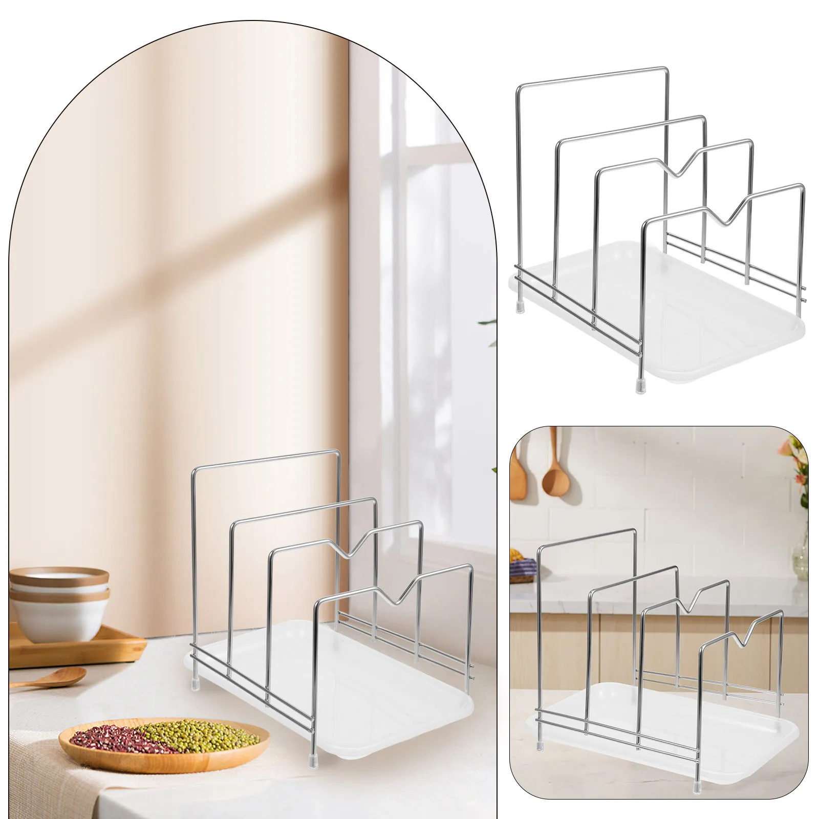 

Stainless Steel Cutting Board Holder Rack For Cabinet Kitchen Storage Organizer Lid Stand Under Cabinet Baking Sheet Pan