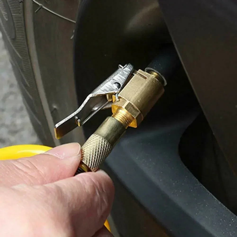 Car Inflatable Connector Practical Car Tire Inflator Valve Accessories Air Pump Clip Pure Metal Nozzle Quick Adapter Connector