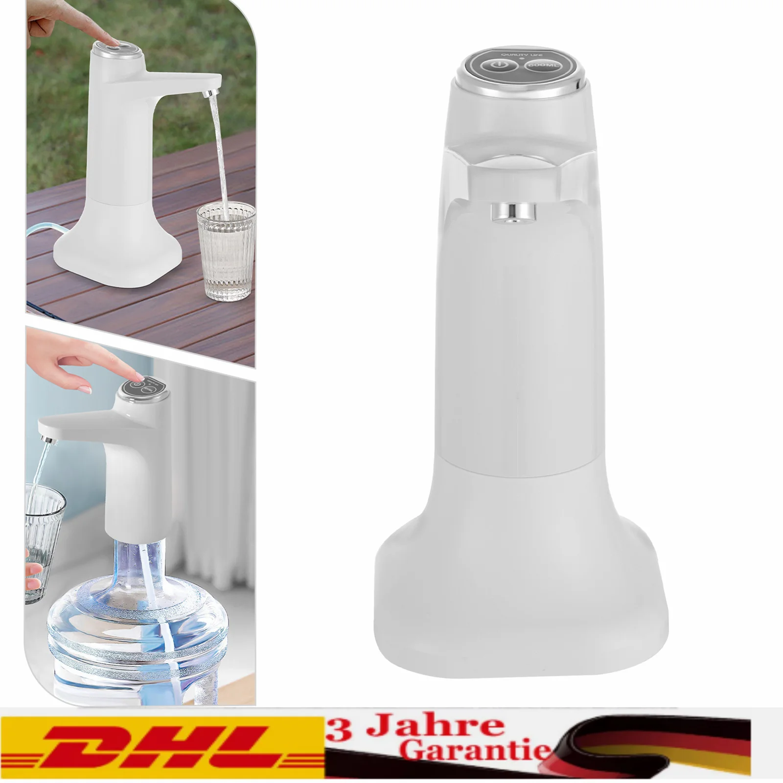 Electric Water Dispenser with Base Pump for Water Bottle Rechargeable USB Drinking Water Switch Portable Dispenser for Home