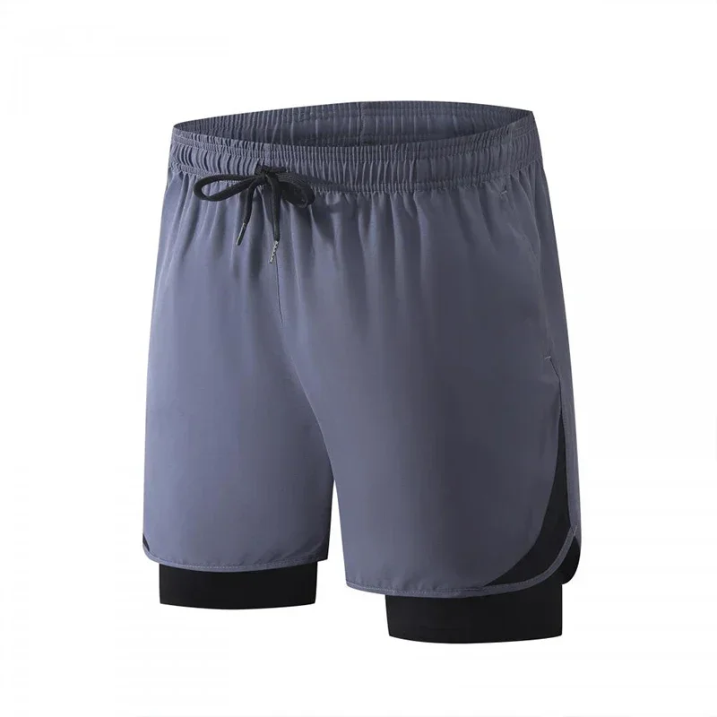 Pantalones de entrenamiento de Kickboxing 2 en 1 para hombre, bañadores, pantalones de gimnasio, mallas deportivas para correr, culturismo, pantalones cortos de compresión de secado rápido