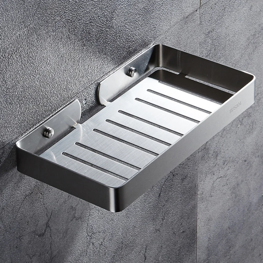 304 stainless steel soap dish holder bathroom rack bathroom shelf wall hanging toilet soap drain shelf