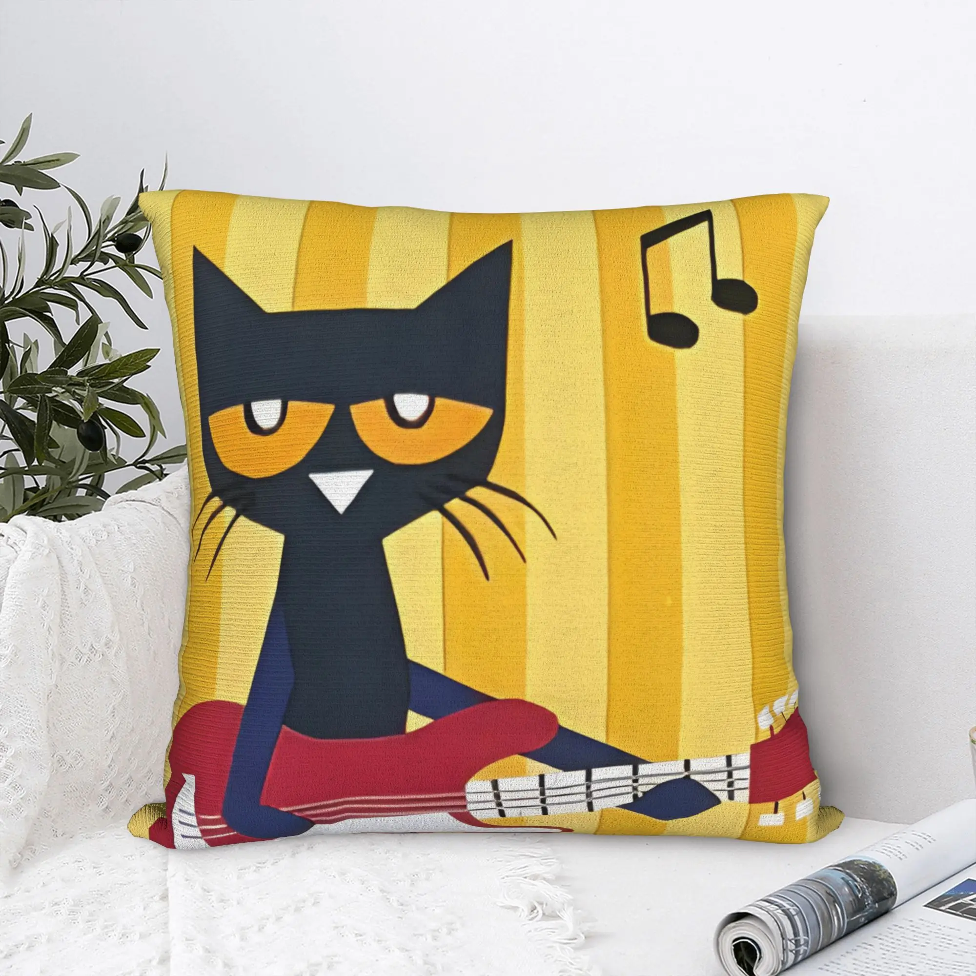 Pete The Cat Guitar Notes Pillowcase Polyester Cushion Cover Gift  Throw Pillow Case Cover Home Dropshipping 18'