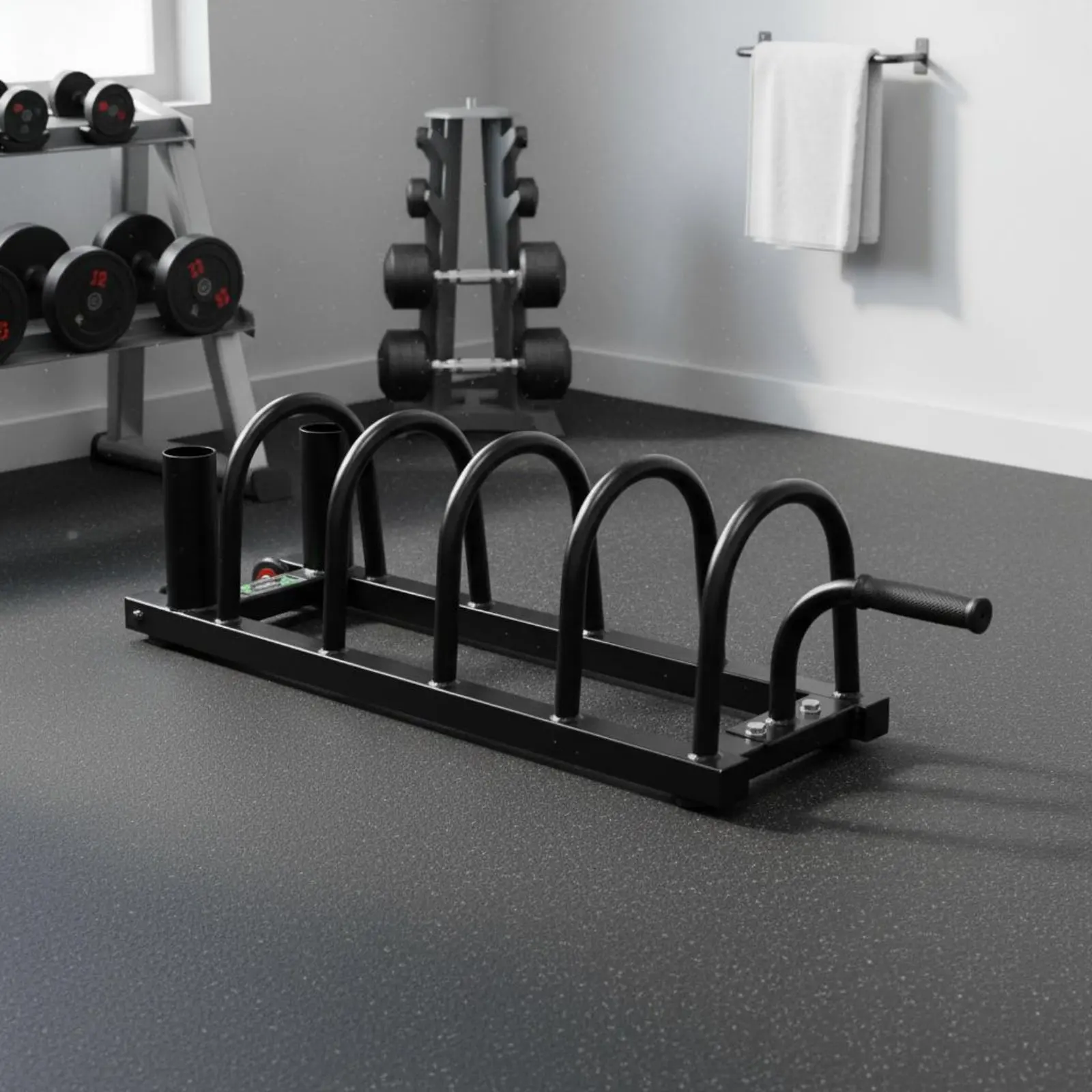 Barbell and Plate Storage Rack Large Capacity Movable Weight Plate Stand Weight Tree Stand Wheels Heavy-Duty for Home Gym