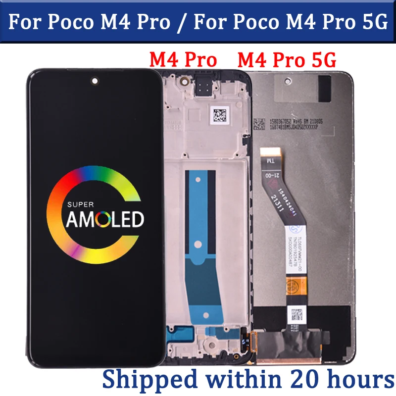 100% Test For Xiaomi Poco M4 Pro LCD Display Touch Screen Digitizer Assembly For Poco M4 Pro 5G LCD 21091116AG LCD Display